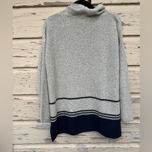 J. Jill Colorblock Knit Oversized Nautical Cowl Neck Pullover Sweater S